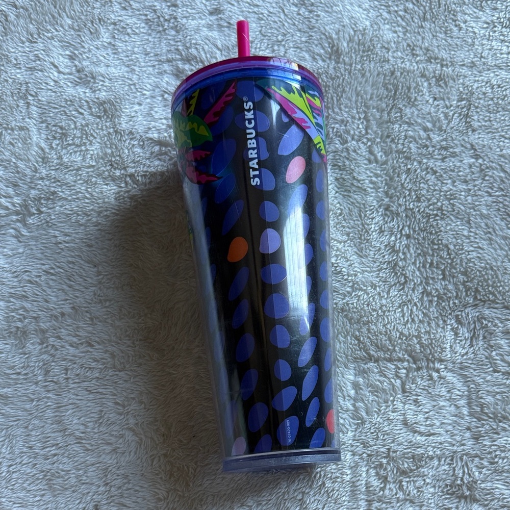 Starbucks Navy and Pink Tumbler with Straw